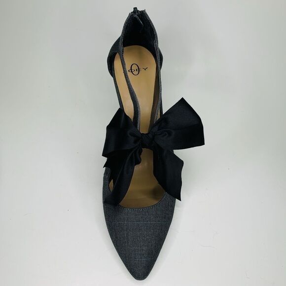 Joey-O Women's Bliss Bow Tie Pointed Toe Ankle Strap Stiletto Heels Sz 10 Gray - Picture 2 of 13